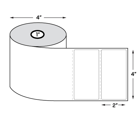 4" x 2" Standard Direct Thermal Labels on 1" Core, Perforations, Wound Out, Permanent Adhesive (700 Labels Per Roll)