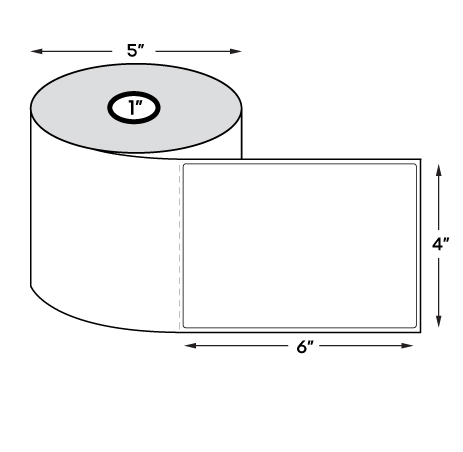 4" x 6" Standard Thermal Transfer Labels on 1" Core, Perforations, Wound Out, Permanent Adhesive (500 Labels Per Roll)