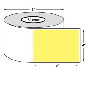 4" x 6" Standard Thermal Transfer Labels on 3" Core, Perforations, Wound Out, Permanent Adhesive, COLOR: YELLOW (1000 Labels Per Roll)