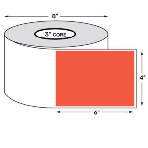 4" x 6" Standard Thermal Transfer Labels on 3" Core, Perforations, Wound Out, Permanent Adhesive, COLOR: RED (1000 Labels Per Roll)